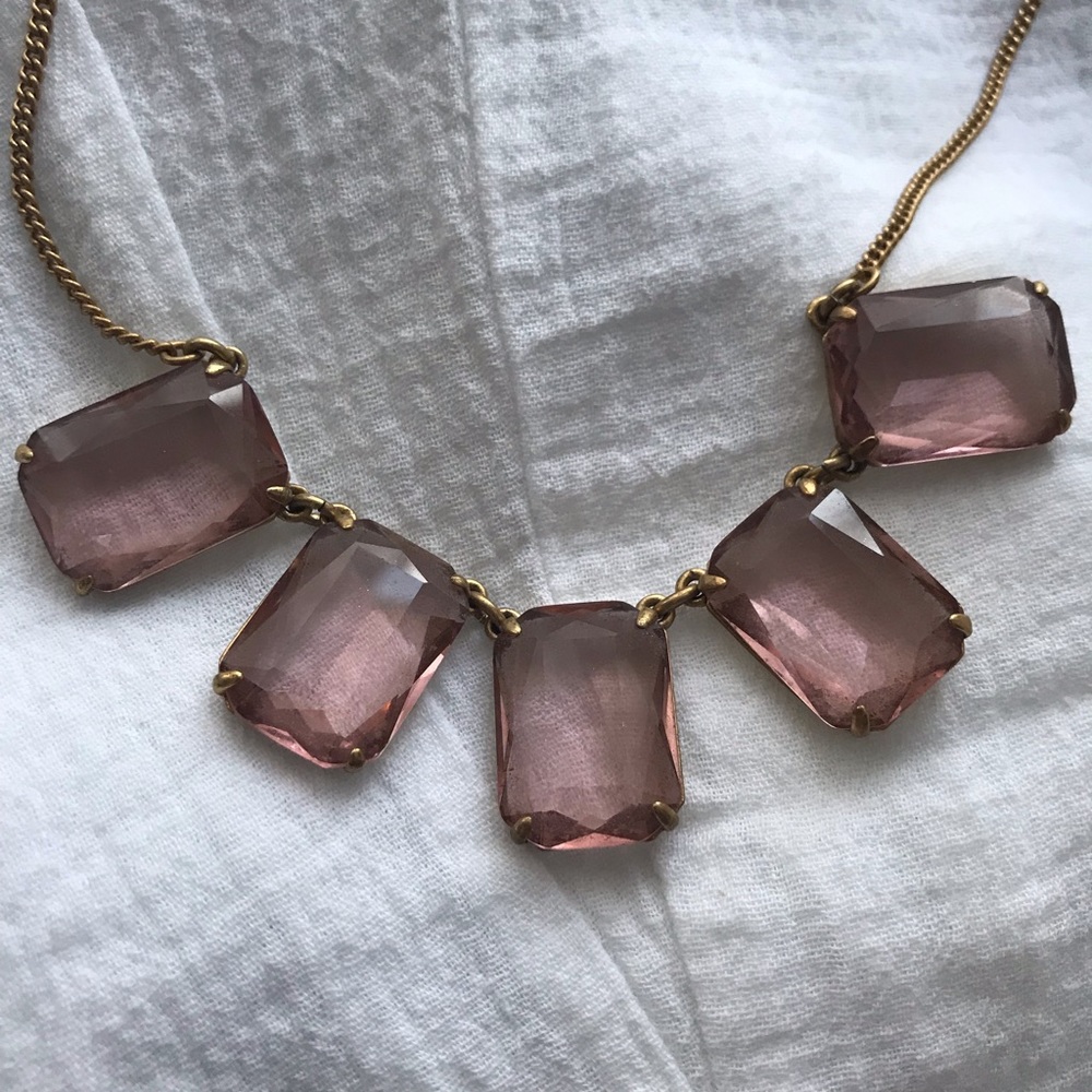JCrew necklace. Rose rectangular rhinestones
